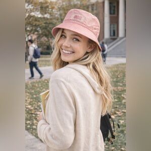 NWT UGG Pink Cloud Fabric Bucket Hat Water-Resistant OS